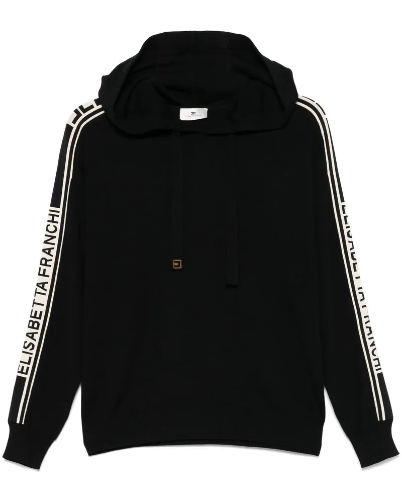 Elisabetta Franchi Hoodie mit Kontrastband - Schwarz Schwarz
