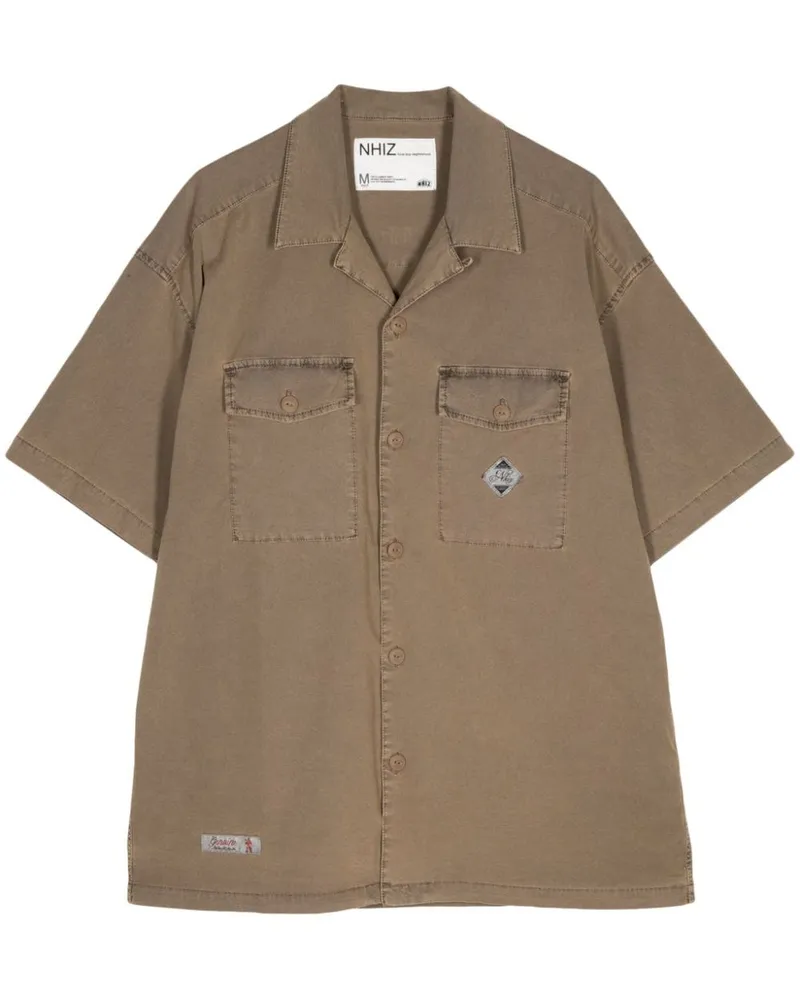 Izzue Hemd mit Logo-Patches Braun