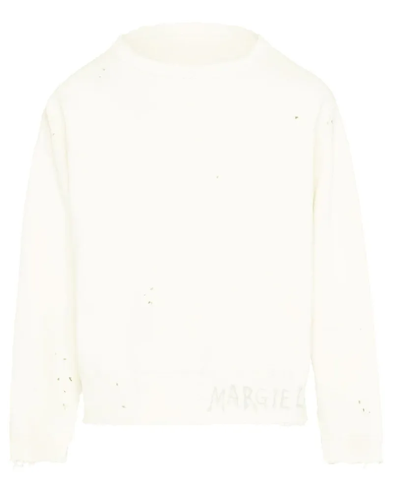 Maison Margiela Pullover mit Handschrift - Weiß Weiß