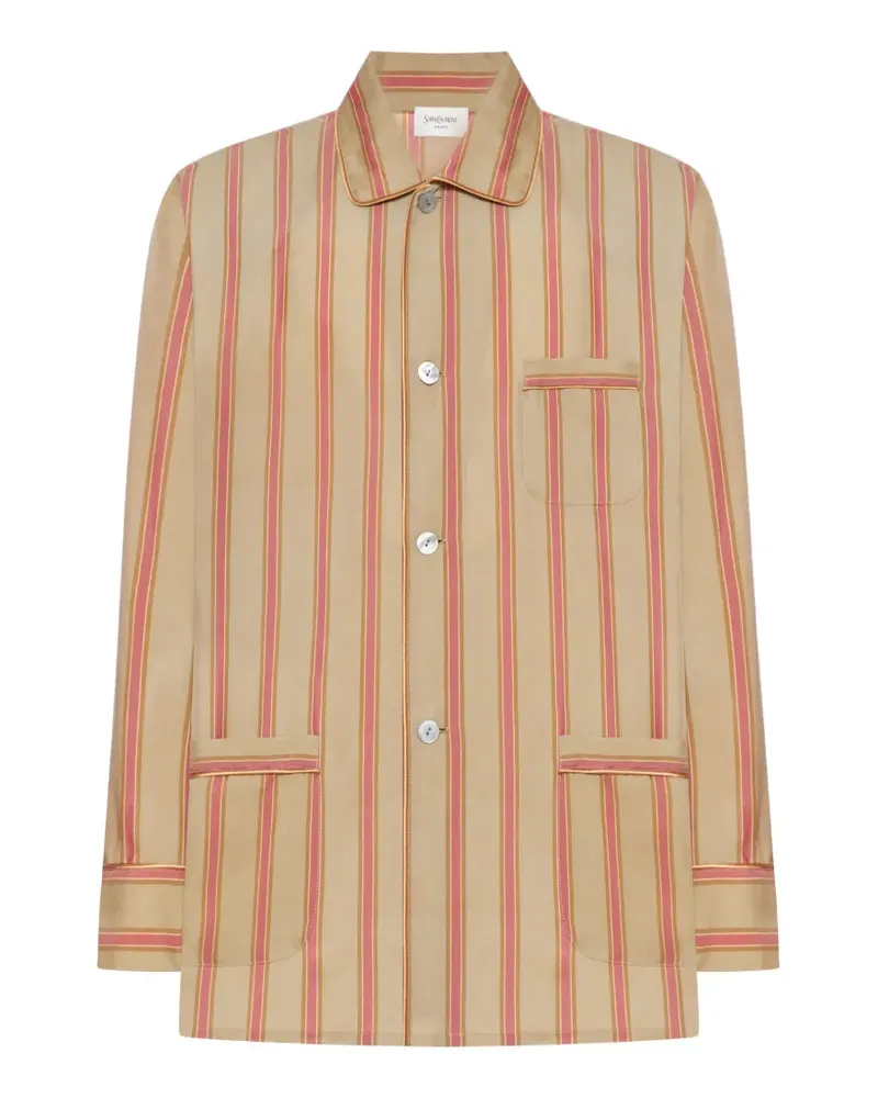 Saint Laurent Gestreiftes Pyjama-Oberteil - Nude Nude