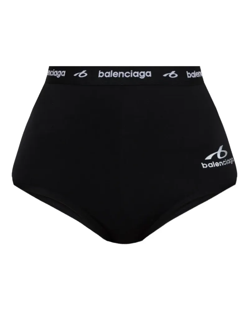 Balenciaga logo-print high-waisted mini shorts - Schwarz Schwarz
