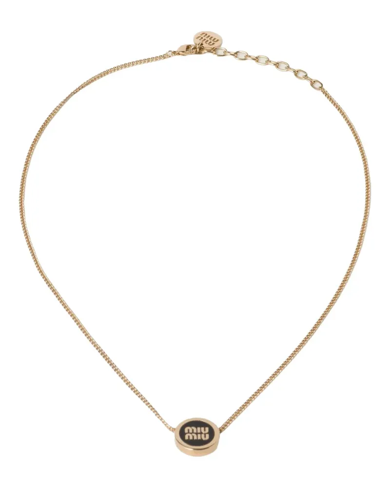 Miu Miu Halskette mit Logo-Anhänger - Gold Gold