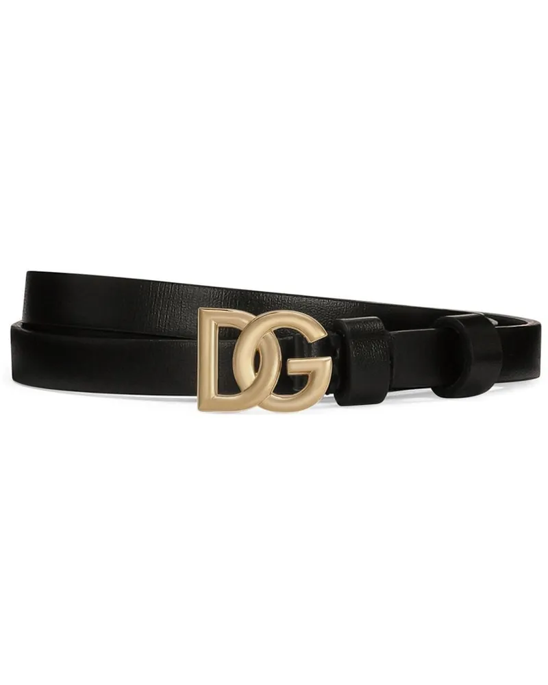 Dolce & Gabbana Gürtel aus Leder mit DG-Logo - Schwarz Schwarz