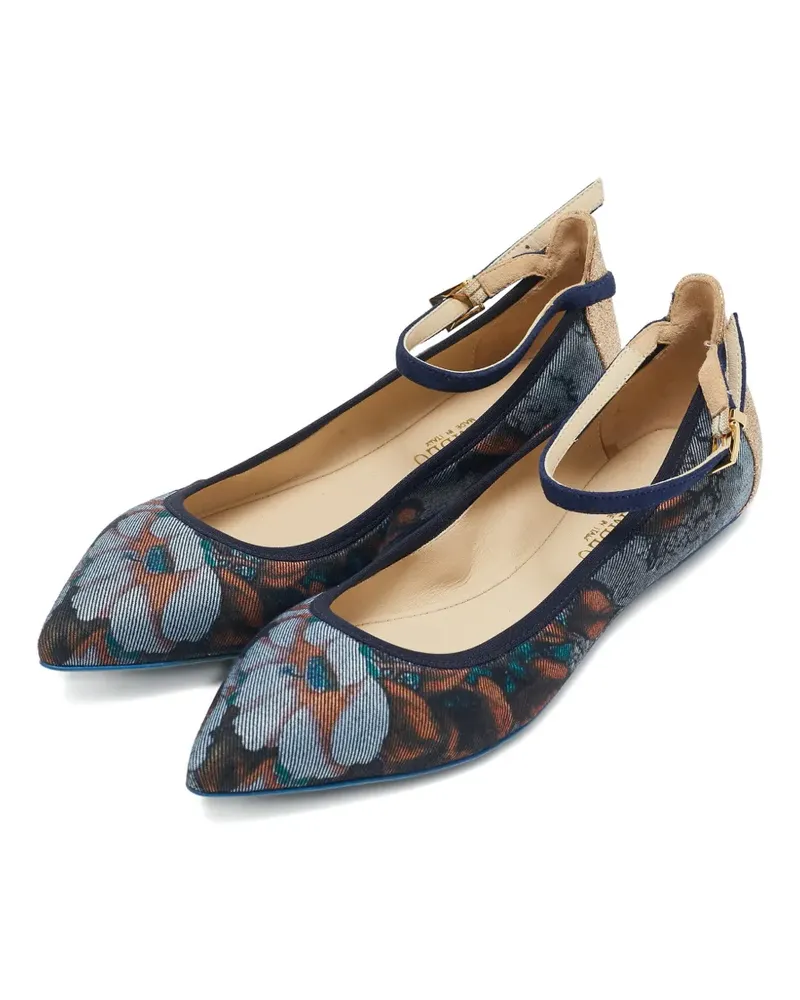 Loriblu Ballerinas mit Blumenmuster - Blau Blau