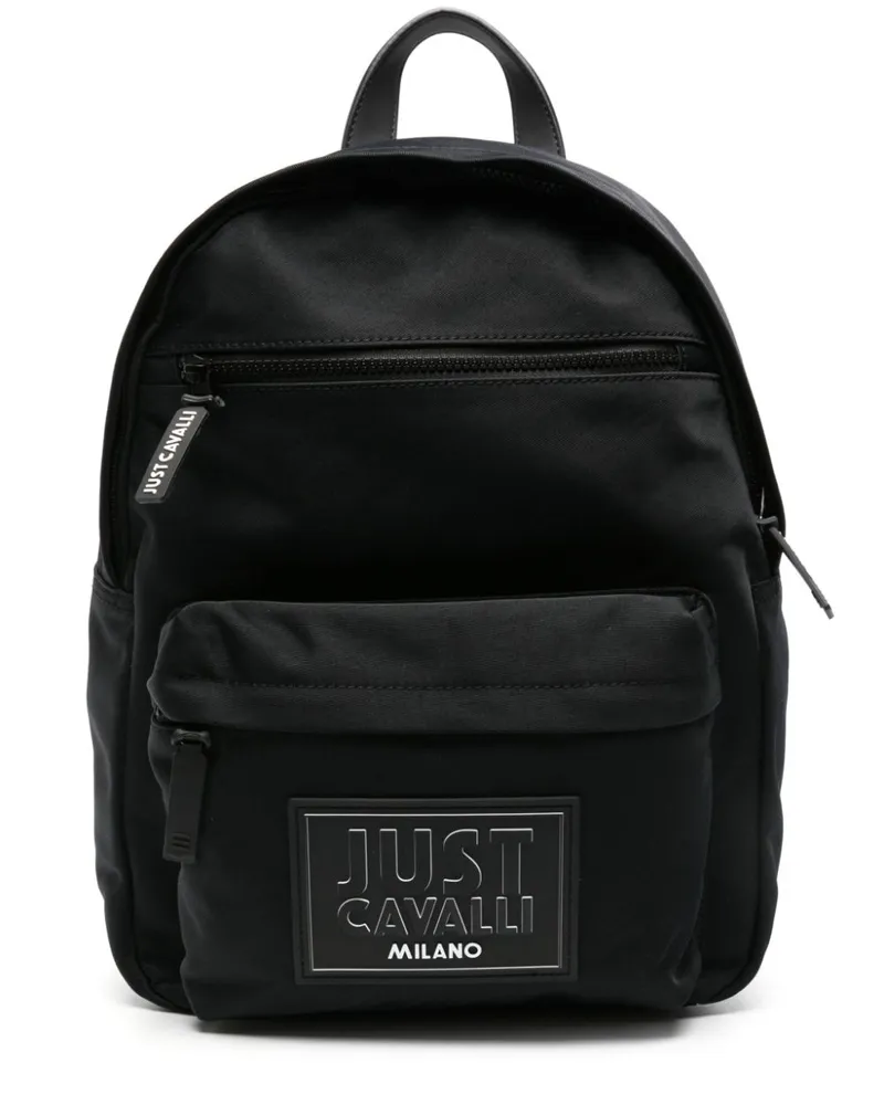 Just Cavalli Gepolsterter Rucksack mit Logo-Patch Schwarz