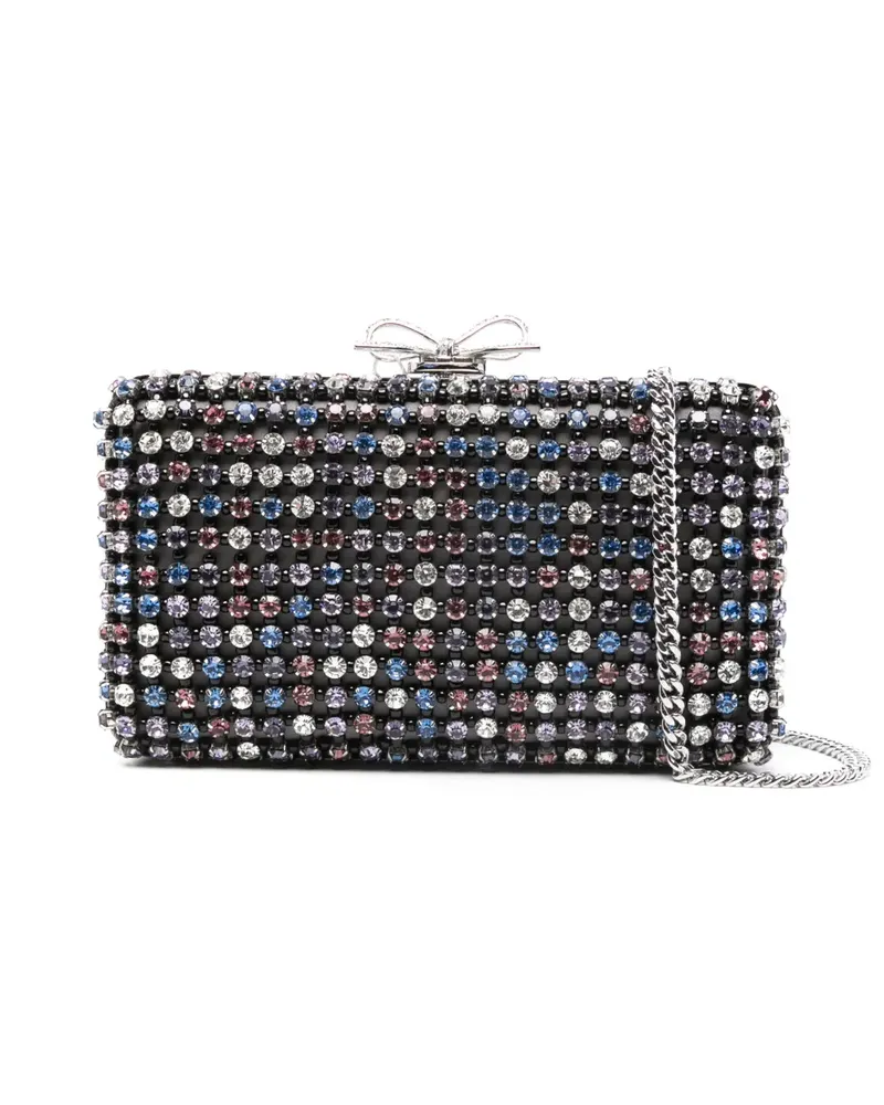 Self-Portrait Chainmail-Clutch mit Kristallen - Schwarz Schwarz