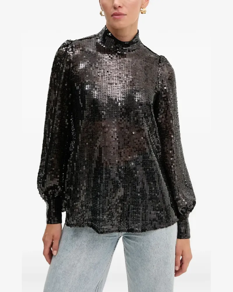 AllSaints Whitney sequin high-neck blouse - Schwarz Schwarz