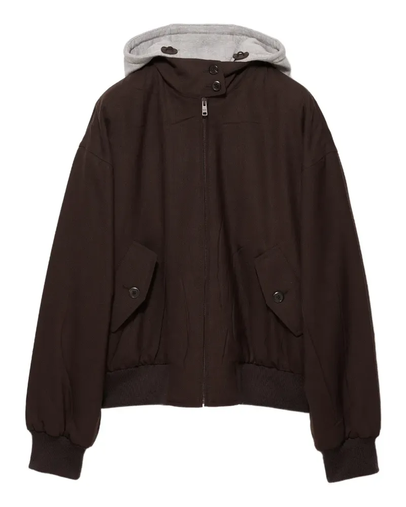 Prada hooded rush-stitch jacket - Braun Braun