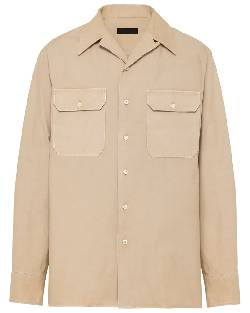 Prada Hemd mit Logo-Applikation - Nude Nude