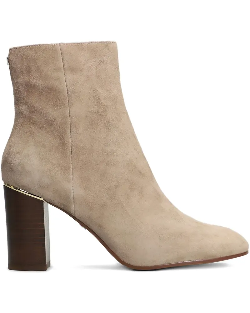 Lola Cruz Wildlederstiefel mit Reißverschluss und Blockabsatz - Nude Nude