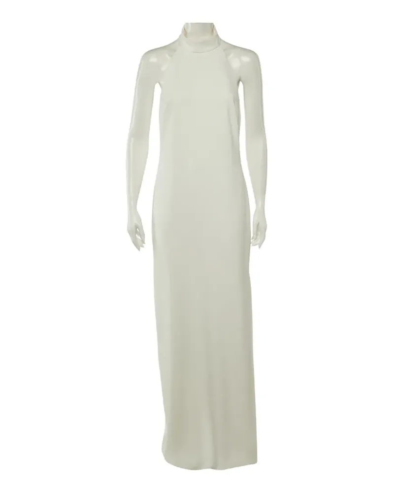 Badgley Mischka halter neck crepe long dress - Weiß Weiß
