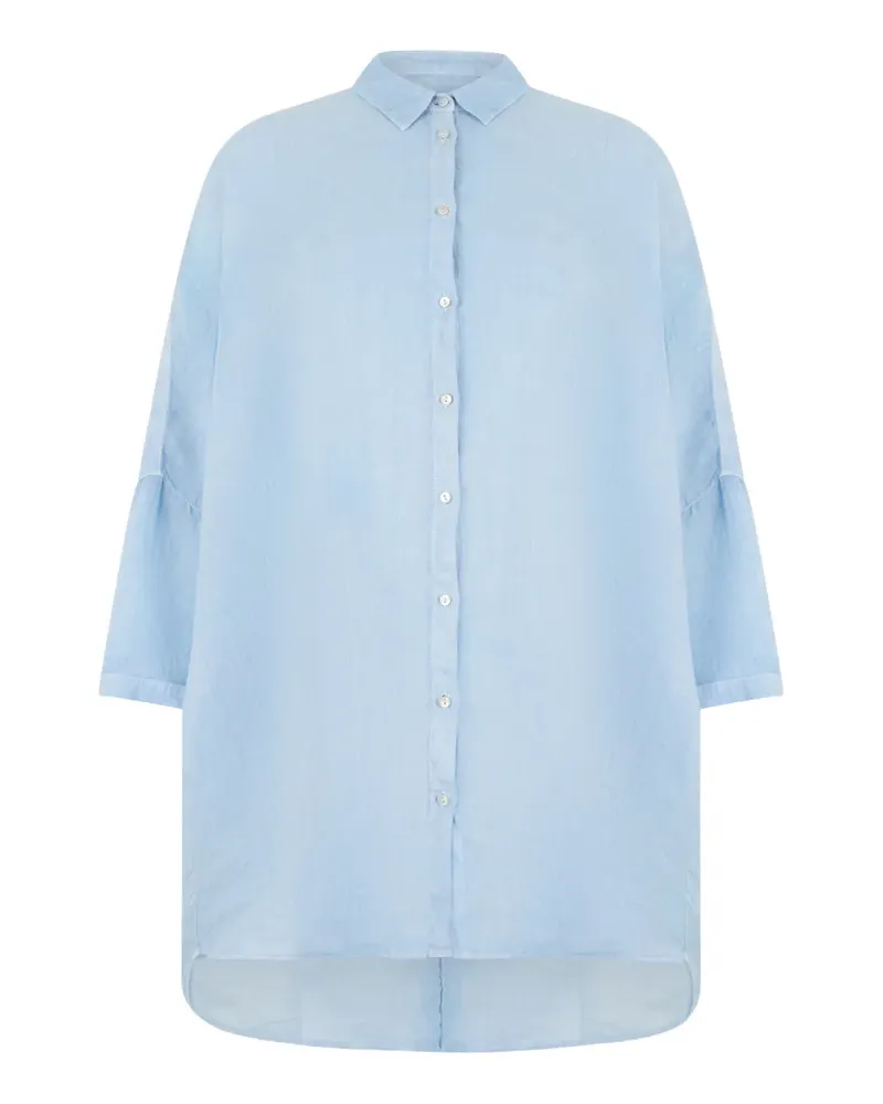 120% Lino high-low button-down shirt - Blau Blau