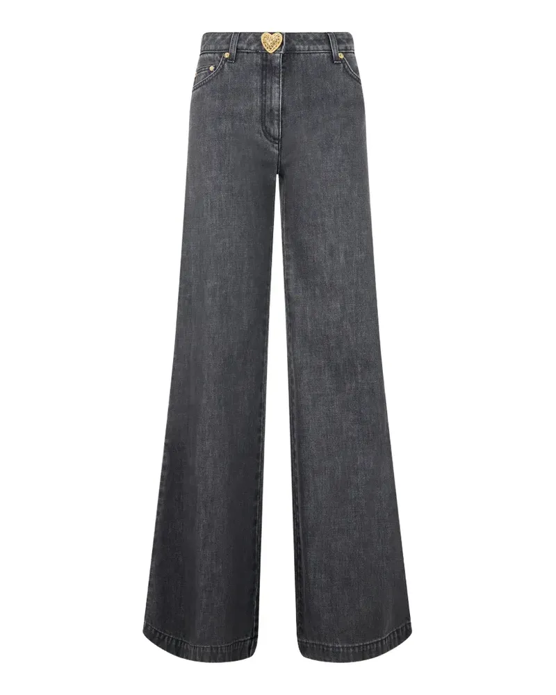 Moschino heart-button wide-leg jeans - Grau Grau