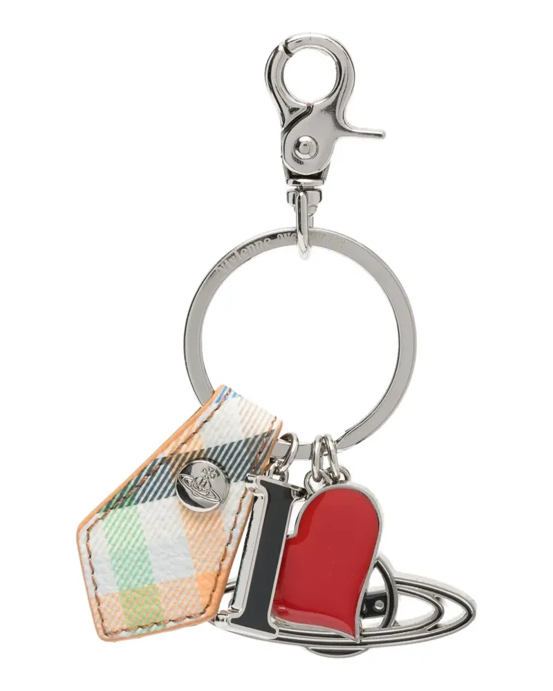 Vivienne Westwood I Love Orb tartan keyring - Silber Silber