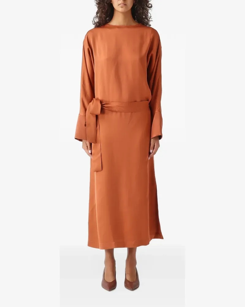 MEIMEIJ belted boat-neck midi dress - Orange Orange
