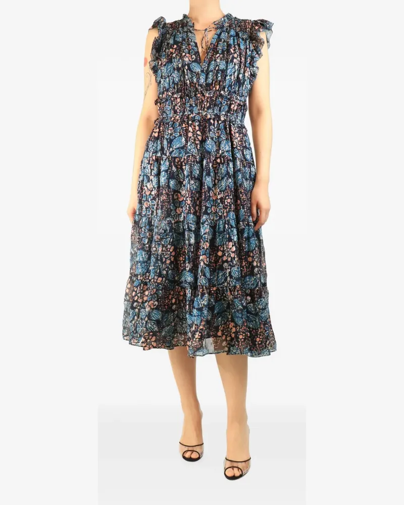 Ulla Johnson Gesmoktes Midikleid - Blau Blau