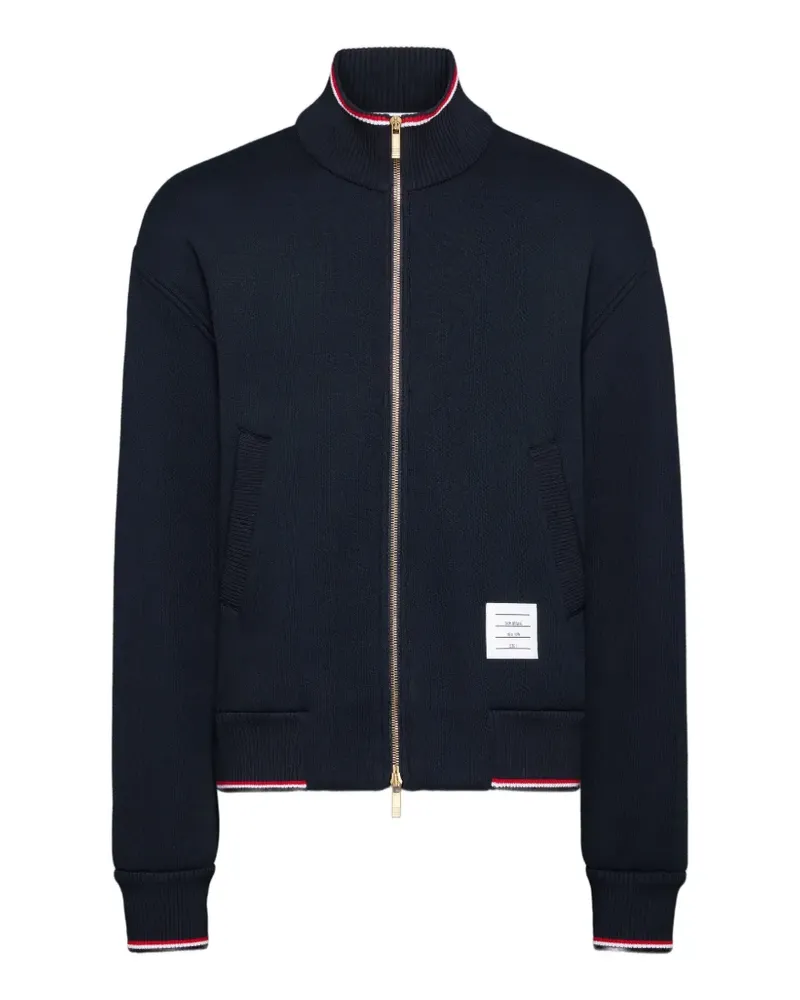 Thom Browne Loopback Jacke mit RWB-Streifen - Schwarz Schwarz