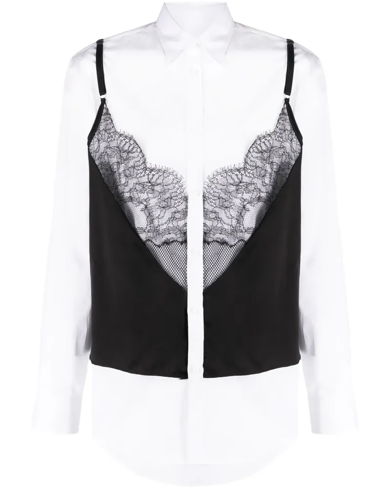 Dsquared2 Hemd im Layering-Look mit Spitze - Weiß Weiß