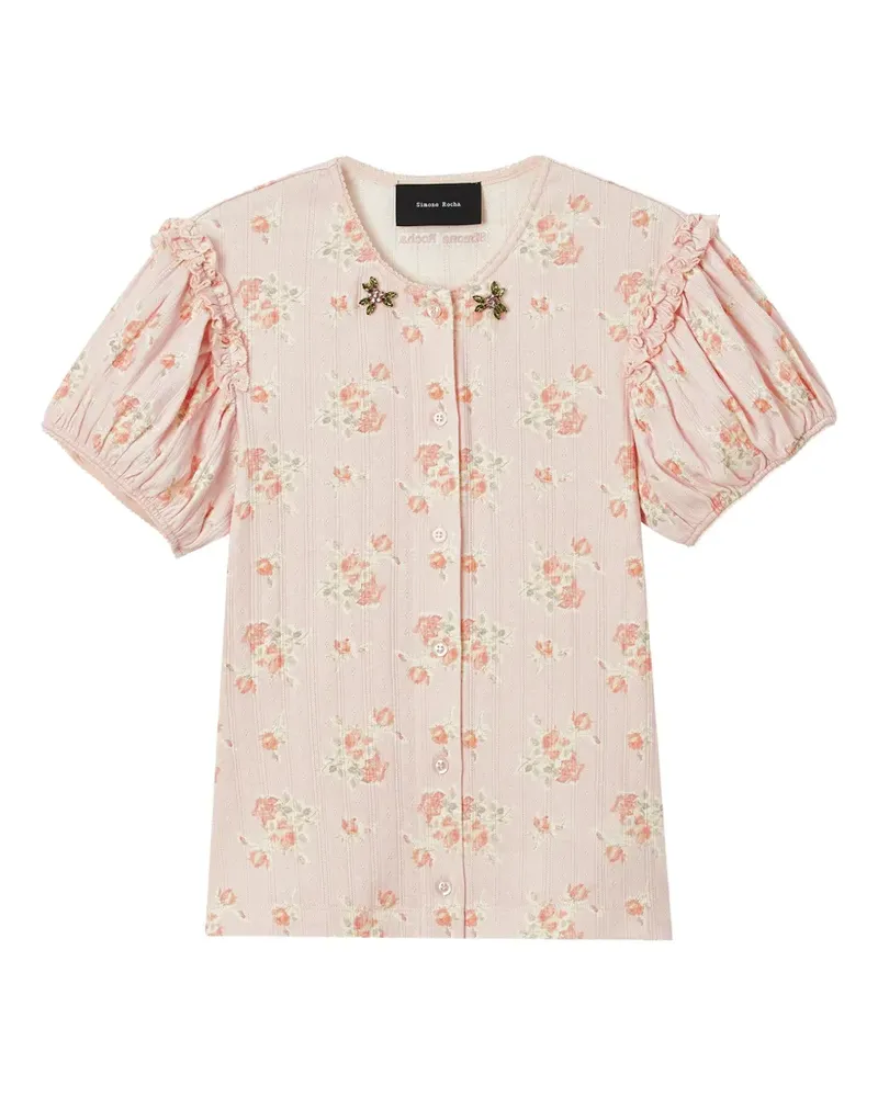 Simone Rocha floral-print ruffled blouse - Rosa Rosa
