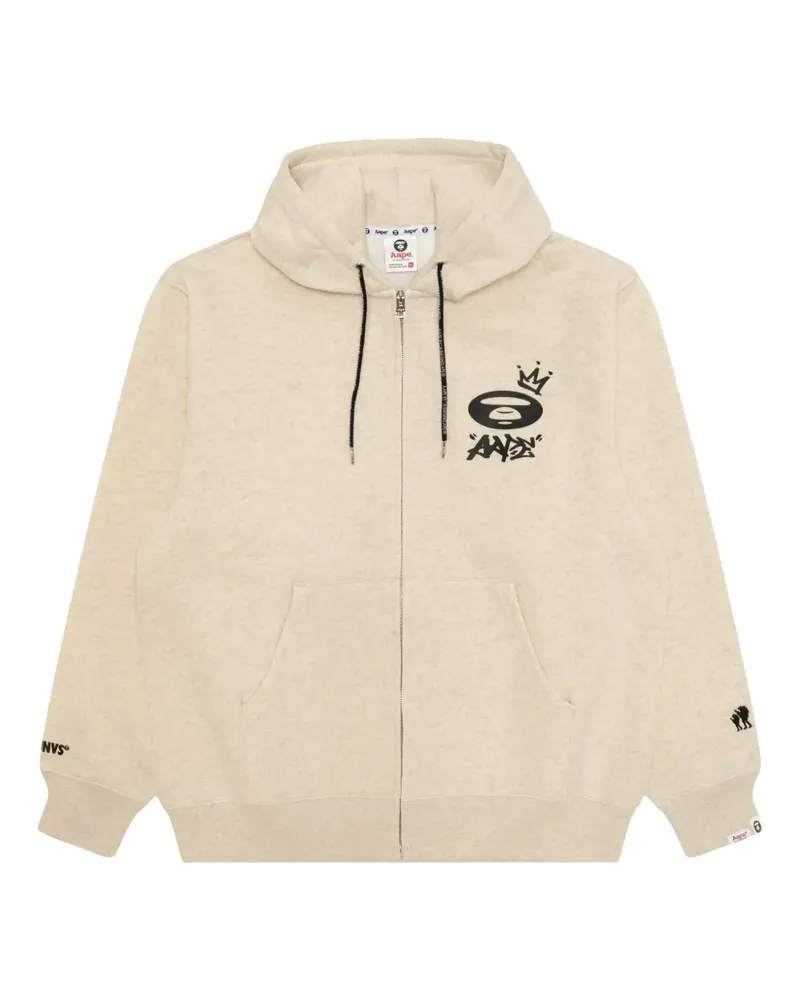 BAPE graphic-print hoodie - Nude Nude