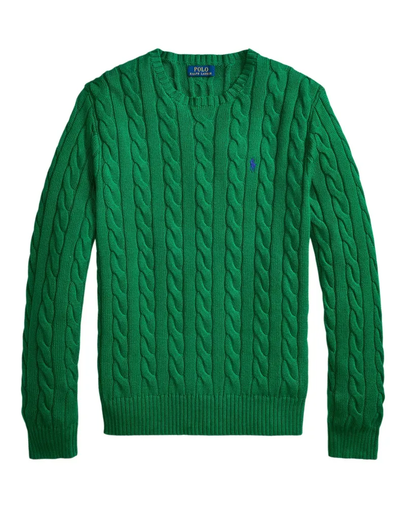 Ralph Lauren Zopfmuster-Pullover mit Pony-Stickerei - Grün Grün