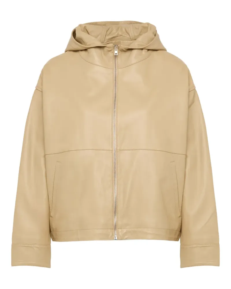Yves Salomon Lederjacke mit Kapuze - Nude Nude