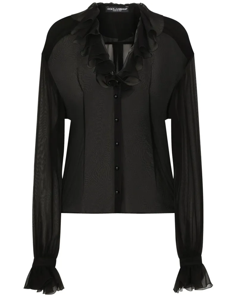 Dolce & Gabbana Klassische Chiffonbluse - Schwarz Schwarz