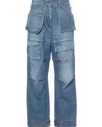 MSGM Weite Jeans mit aufgesetzten Taschen Blau