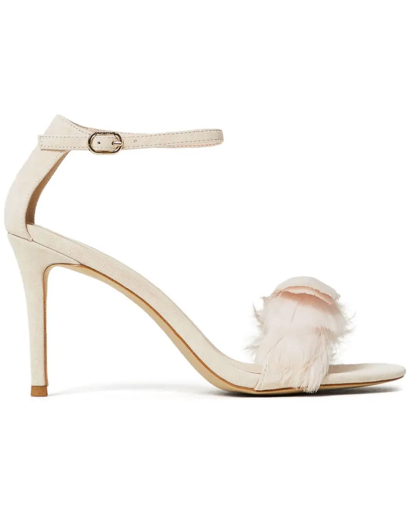 Twin-Set Wildledersandalen mit Federdetail 90mm - Nude Nude