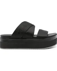 Calvin Klein Flatform-Sandalen mit Logo-Jacquard Schwarz