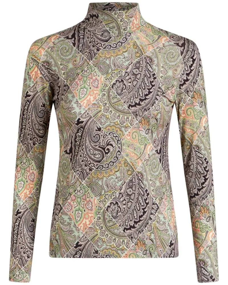Etro Oberteil mit Patchwork-Print - Grün Grün