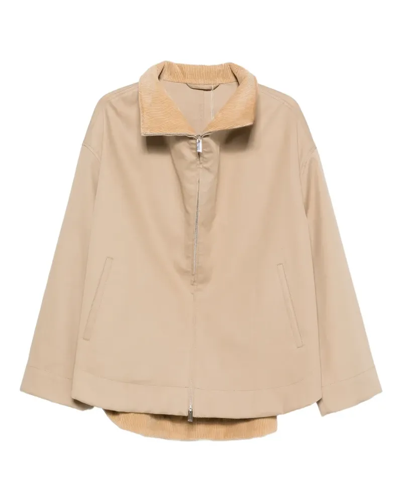 Totême corduroy-collar zip-up jacket - Nude Nude