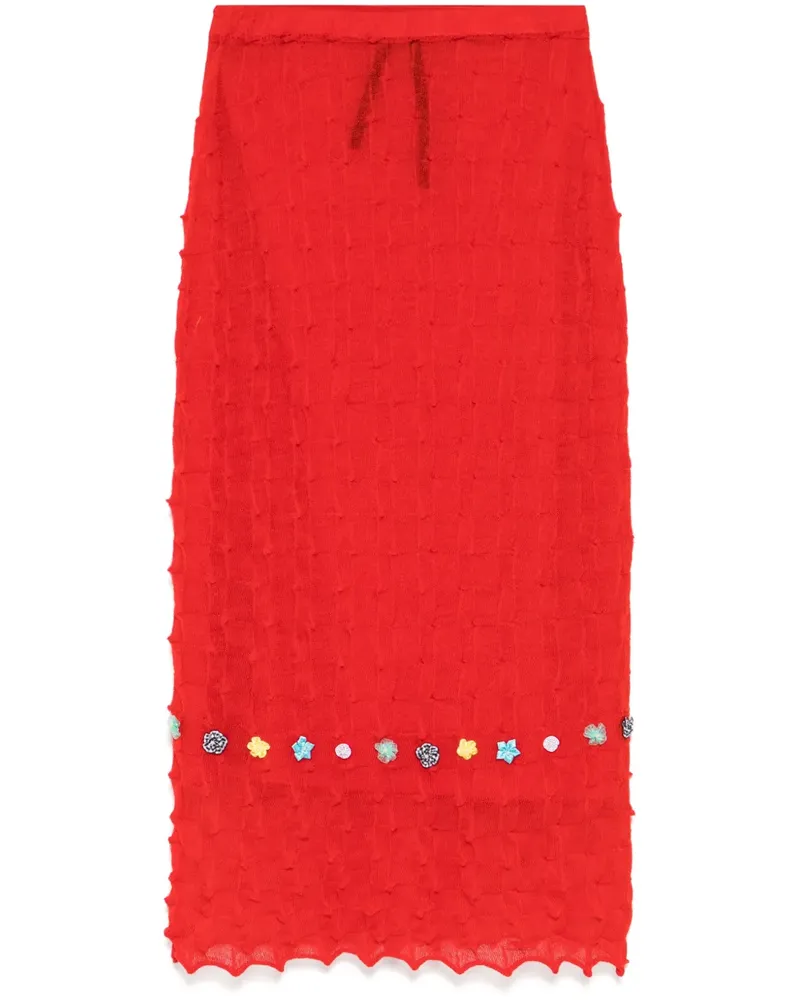 YANYAN KNITS Verzierter Minirock - Rot Rot