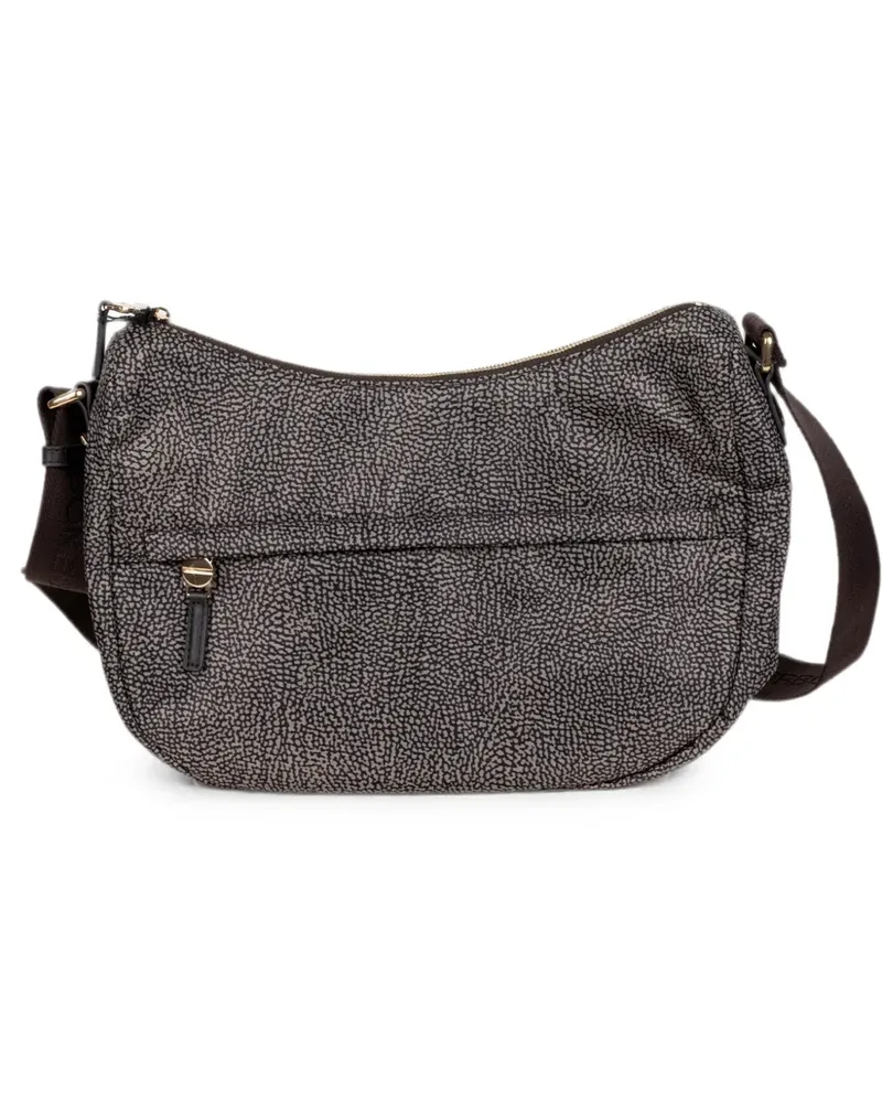 Borbonese B-Club OP-print zip-fastening shoulder bag - Grau Grau