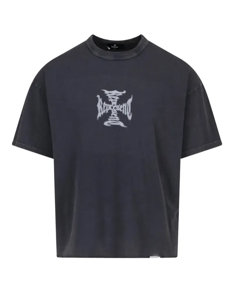 REPRESENT logo-print raw-cut T-shirt - Schwarz Schwarz