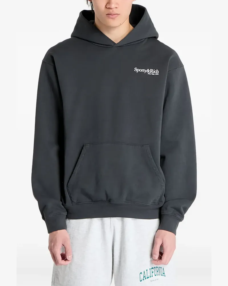 SPORTY & RICH logo-print hoodie - Schwarz Schwarz