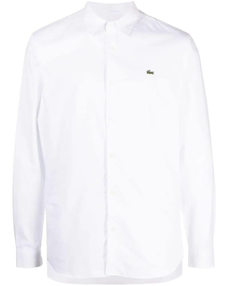 Lacoste Popeline-Hemd mit Logo-Stickerei Weiß