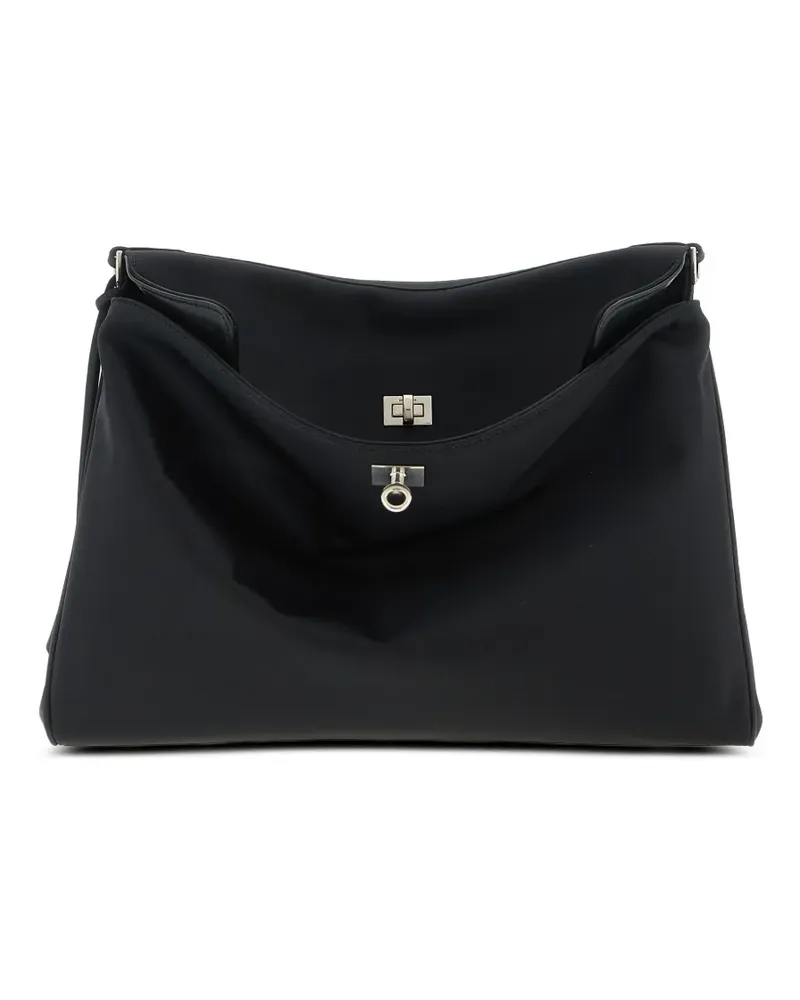 Balenciaga Mittelgroße Rodeo Schultertasche mit Ringdetail - Schwarz Schwarz