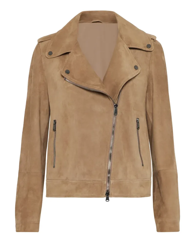 Brunello Cucinelli Klassische Lederjacke - Braun Braun