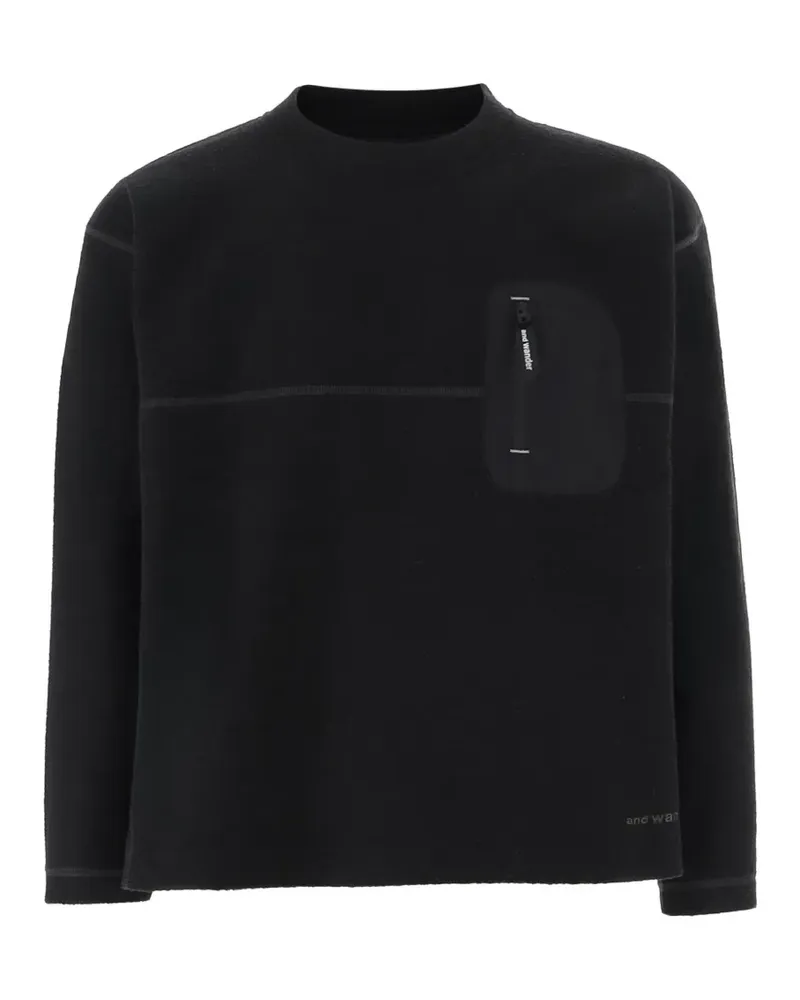and wander Pullover mit aufgesetzter Tasche - Schwarz Schwarz