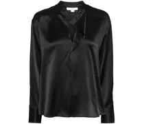 Drapierte Seidenbluse - Schwarz