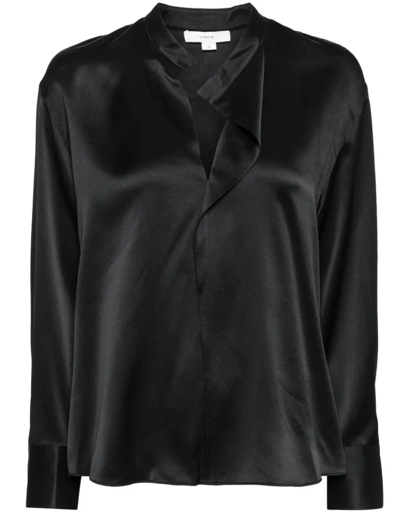 Vince Drapierte Seidenbluse - Schwarz Schwarz