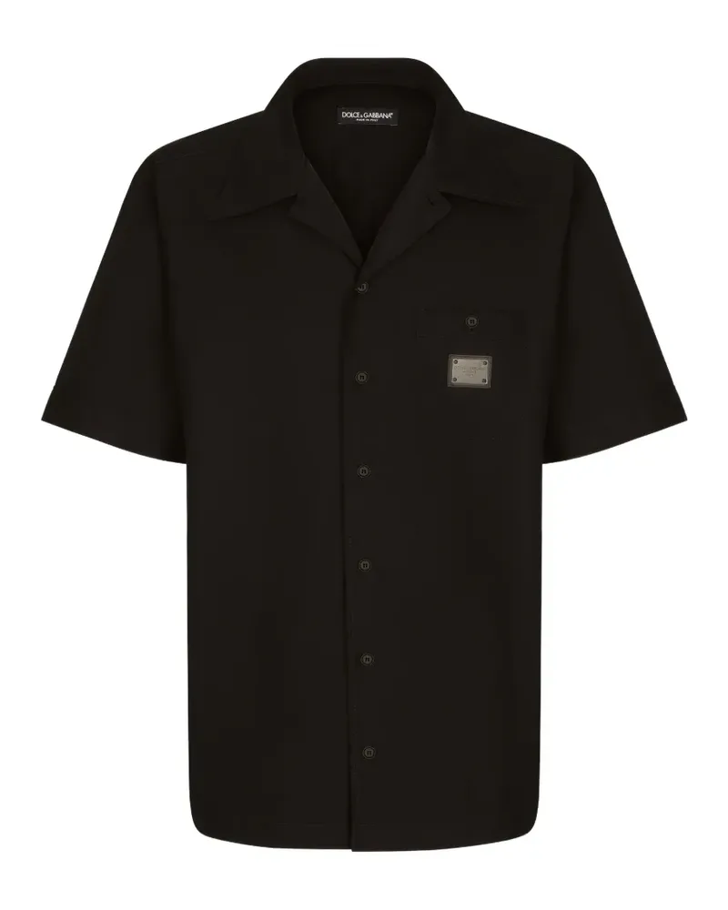 Dolce & Gabbana Hawaiihemd aus Baumwolle mit Markentag - Schwarz Schwarz