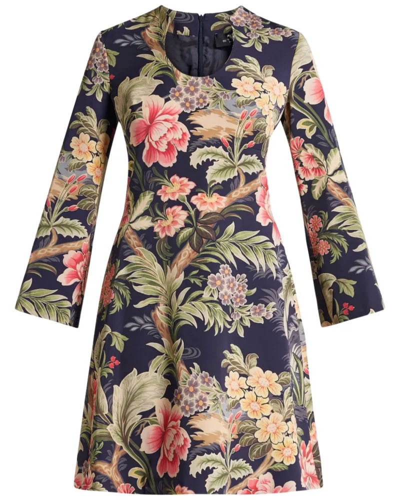 Etro Minikleid mit Blumen-Print - Blau Blau