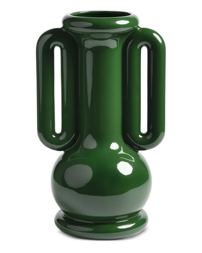 &k amsterdam Amfora Vase mit Seitenhenkeln (36cm x 21,5cm) - Grün Grün