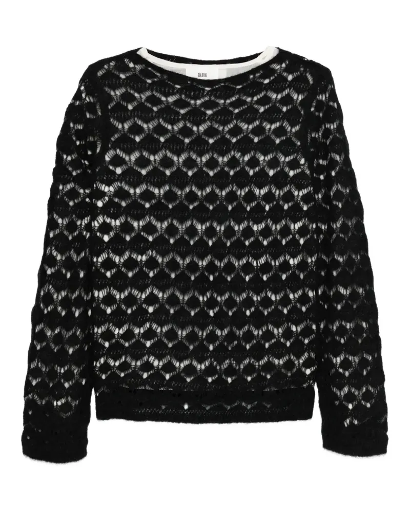 SOLOTRE Pullover mit Lochmuster - Schwarz Schwarz