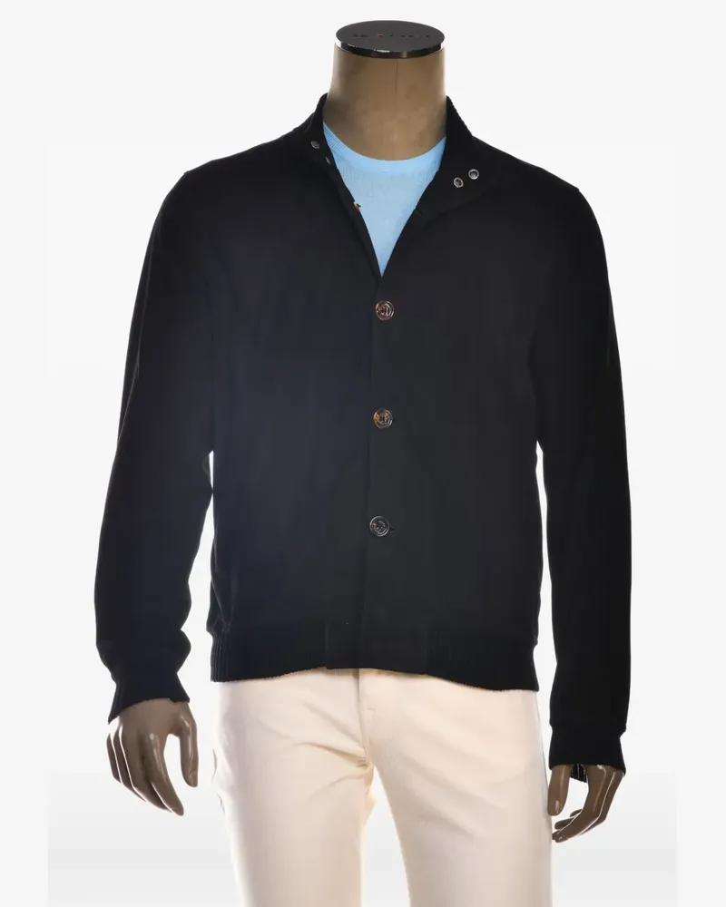 Kiton Lammlederjacke mit Knopfverschluss - Schwarz Schwarz