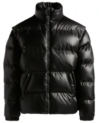 Bally Wattierte Lederjacke mit Stehkragen Schwarz