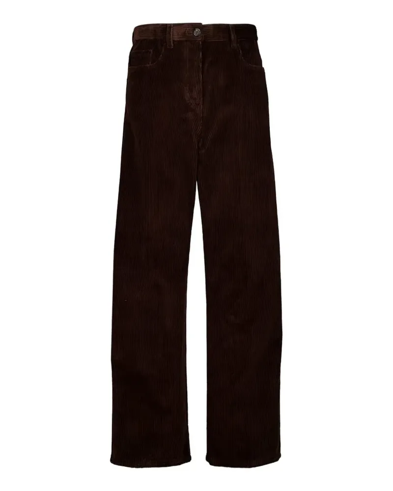 Miu Miu wide-leg corduroy-texture trousers - Braun Braun