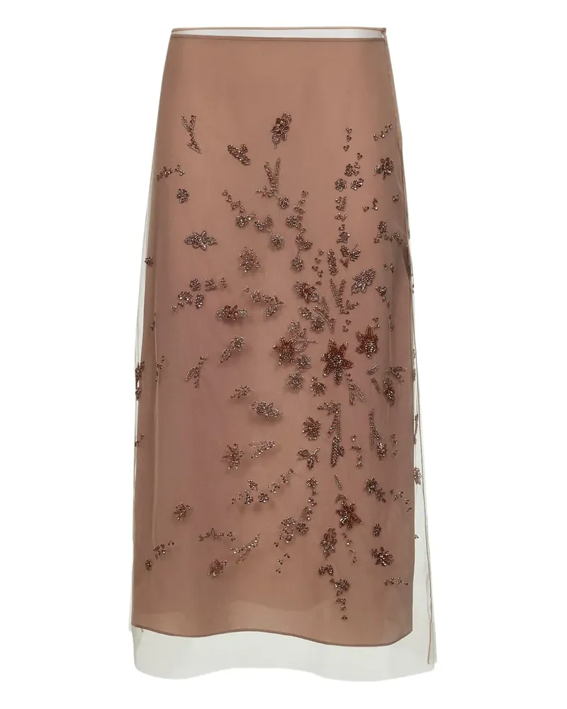 Fendi Midirock mit Blumenverzierung - F0QA6 PINK F0qa6